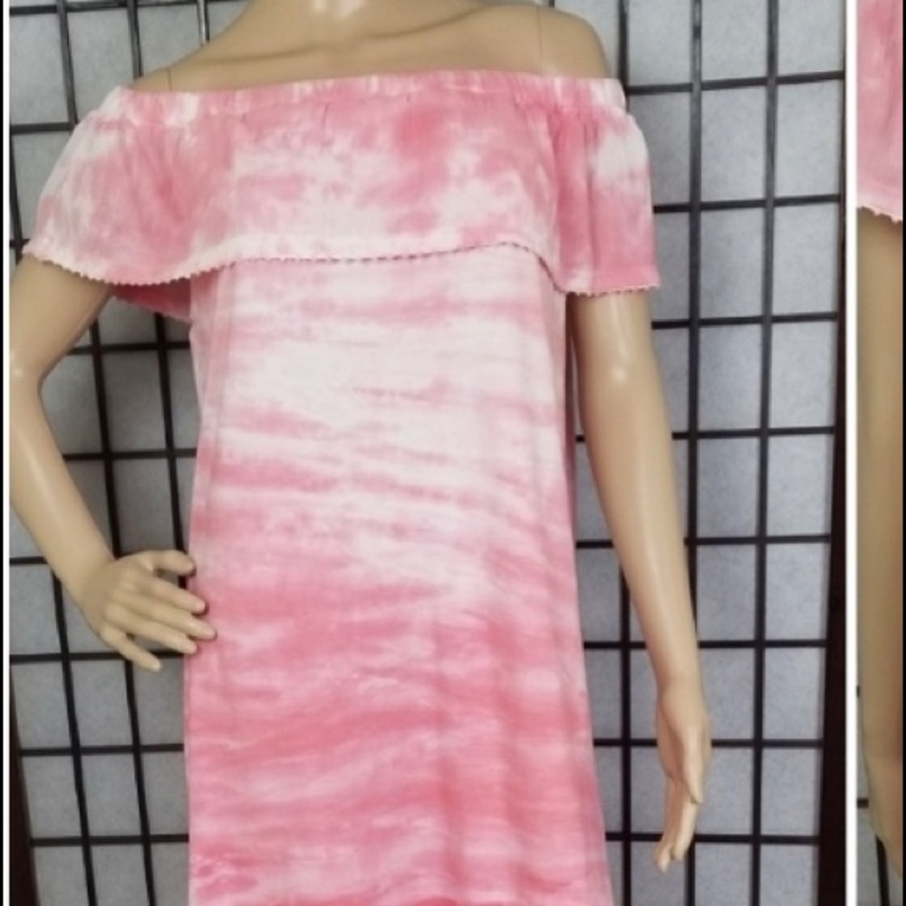 Tye Dye  pink off the shoulder dress